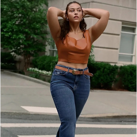 NWT Anthropologie Maeve Faux Leather Notch Tank 0 - Picture 5 of 7